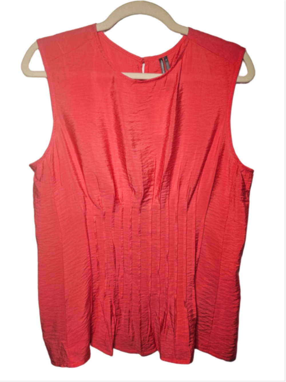 Anthropologie Della Pleated-Waist Shell Top in Coral Red — Size M NWT